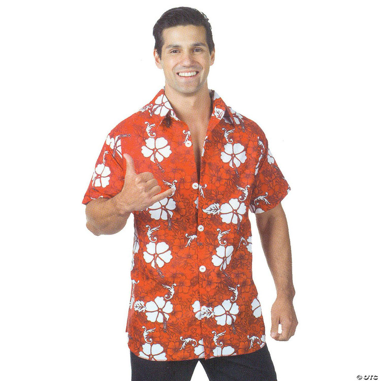 Underwraps Hawaiian Shirt -Red- Adult Std 