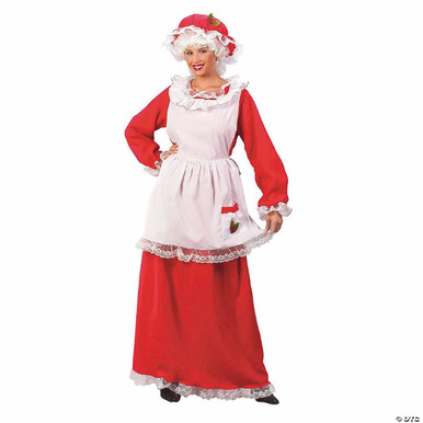 Mrs. Claus Costume Red & White Full-Length Dress - FantasyCostumes.com