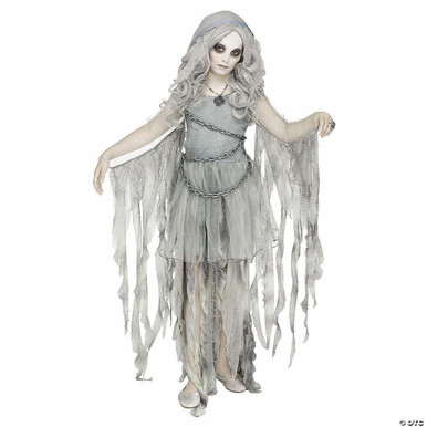 grey dress halloween costume Enchanted Ghost Gray -Child Large Silver dress