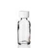 1 Ounce Clear Boston Round Bottles w/ White Child Resistant Cap