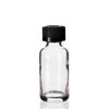 1 Ounce Clear Boston Round Bottles w/ Black Child Resistant Cap