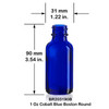 1 Ounce Cobalt Blue Boston Round Bottle 1 Ounce Cobalt Blue Boston Round Bottle