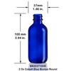 2 oz blue glass boston round bottle