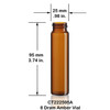 8 Dram Amber Glass Vial with dimensions