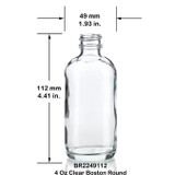 Clear Boston Round Bottles | 4 Oz (120 ml) w/ Cap | Discount Vials