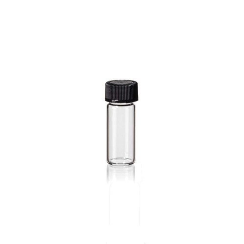 3/4 Dram Clear Glass Vial with Standard Black Cap