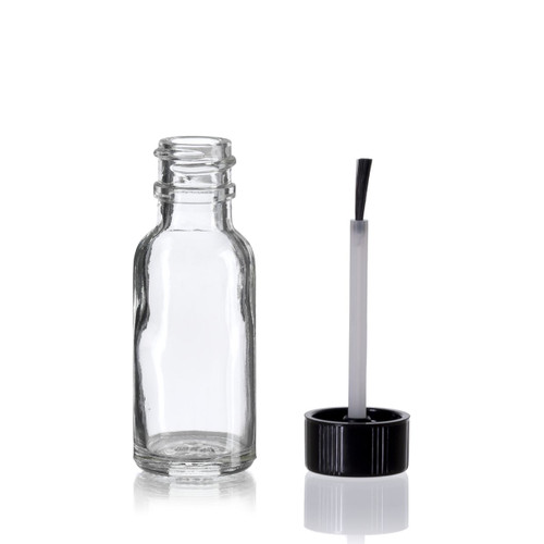 1/2 Ounce Clear Boston Round Bottles w/ Brush Cap