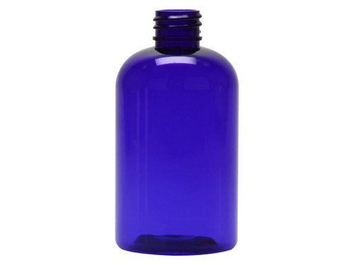 4 Oz. Cobalt Blue PET Plastic Boston Round Bottle 20/410 Thread