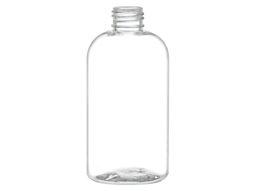 8 Oz. Clear PET Plastic Boston Round Bottle 24/410 Thread