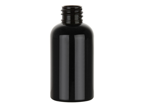 8 Oz. Black PET Plastic Boston Round Bottle