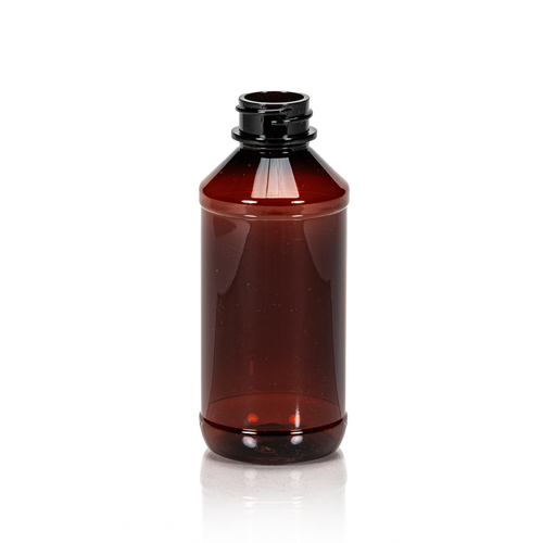 4 oz Amber PET Modern Round Bottle, 24-400