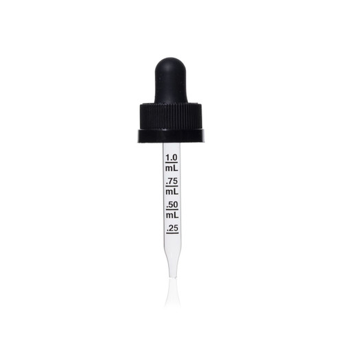 18-400 Black Child Resistant Graduated Dropper, 65mm