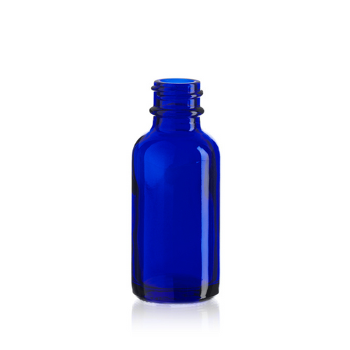 1 oz Cobalt Blue Glass Boston Round Bottle