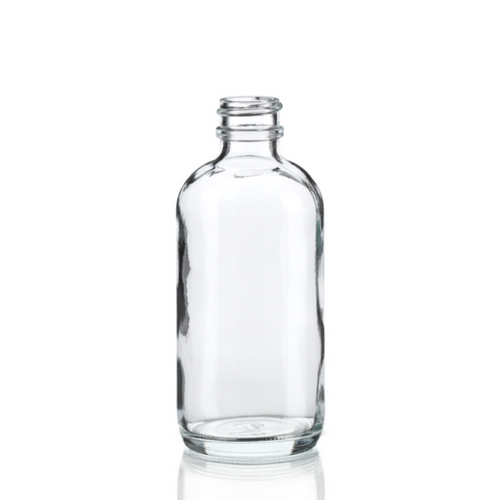 4 oz clear boston round glass bottle