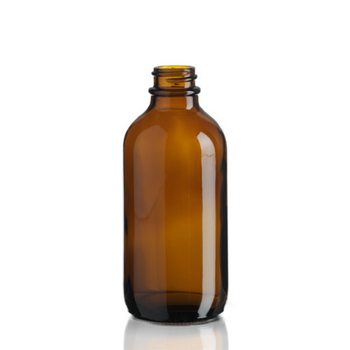 16 oz amber boston round glass bottle