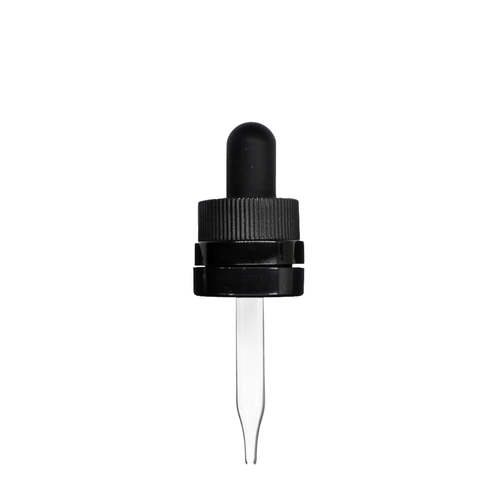 18-415 Black Child Resistant Tamper Evident Dropper, 58mm 18-415 Black Child Resistant Tamper Evident Dropper, 58mm