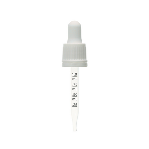 18-415 White Tamper Evident Graduated Dropper, 77mm 18-415 White Tamper Evident Graduated Dropper, 77mm