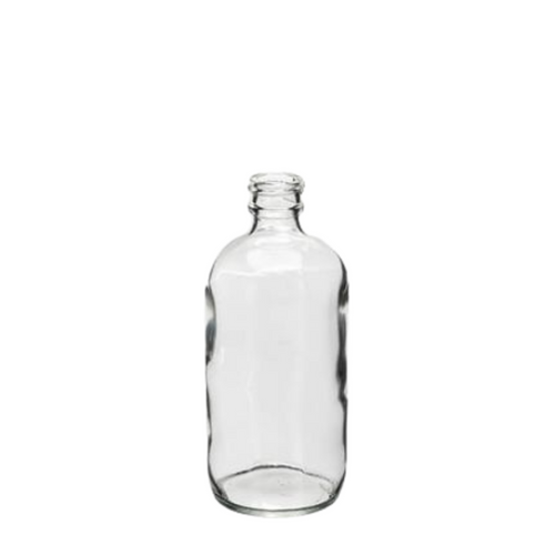 4 oz clear boston round glass bottle