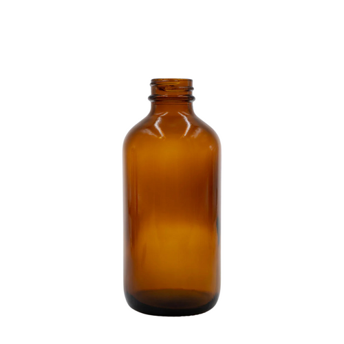 8 oz Amber Boston Round Glass Bottle