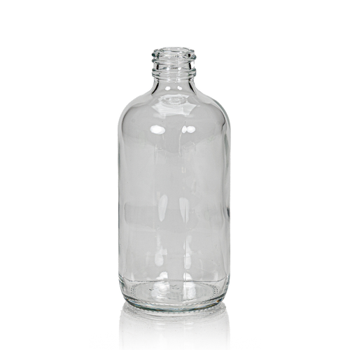 8 Ounce Clear Glass Boston Round Bottle, 24-400