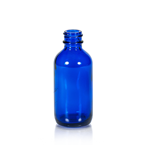 2 Ounce Cobalt Blue Glass Boston Round Bottle