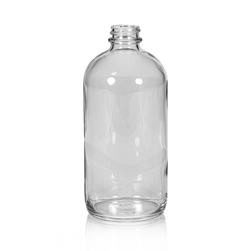 16 oz Clear Glass Boston Round Bottle