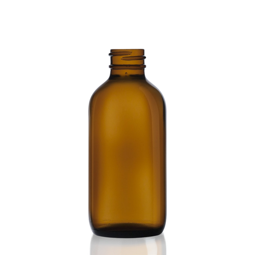 4 Ounce Amber Boston Round Bottle