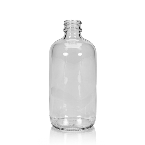 8 Ounce Clear Glass Boston Round Bottle, 28-400