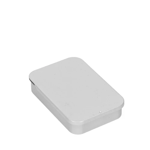 3.5 oz Large White Metal Slide Top Tin