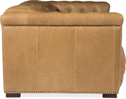 Close-up of upscale leather finish on Hooker's Savion Sofa
