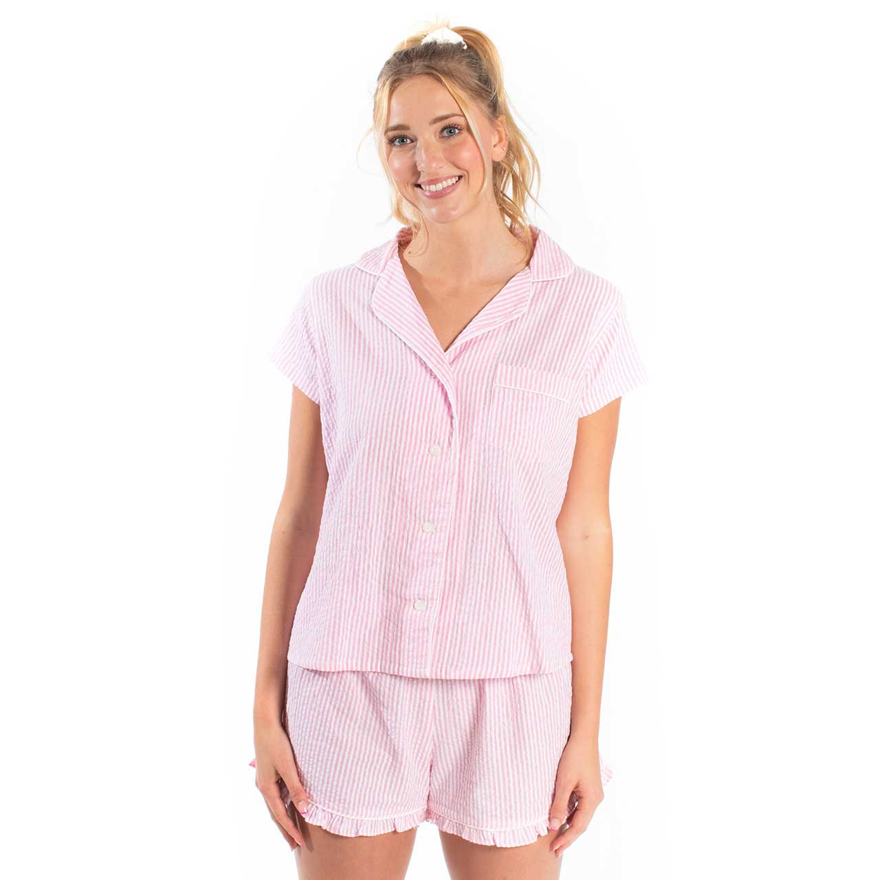 Seersucker PJ Short Set Pink