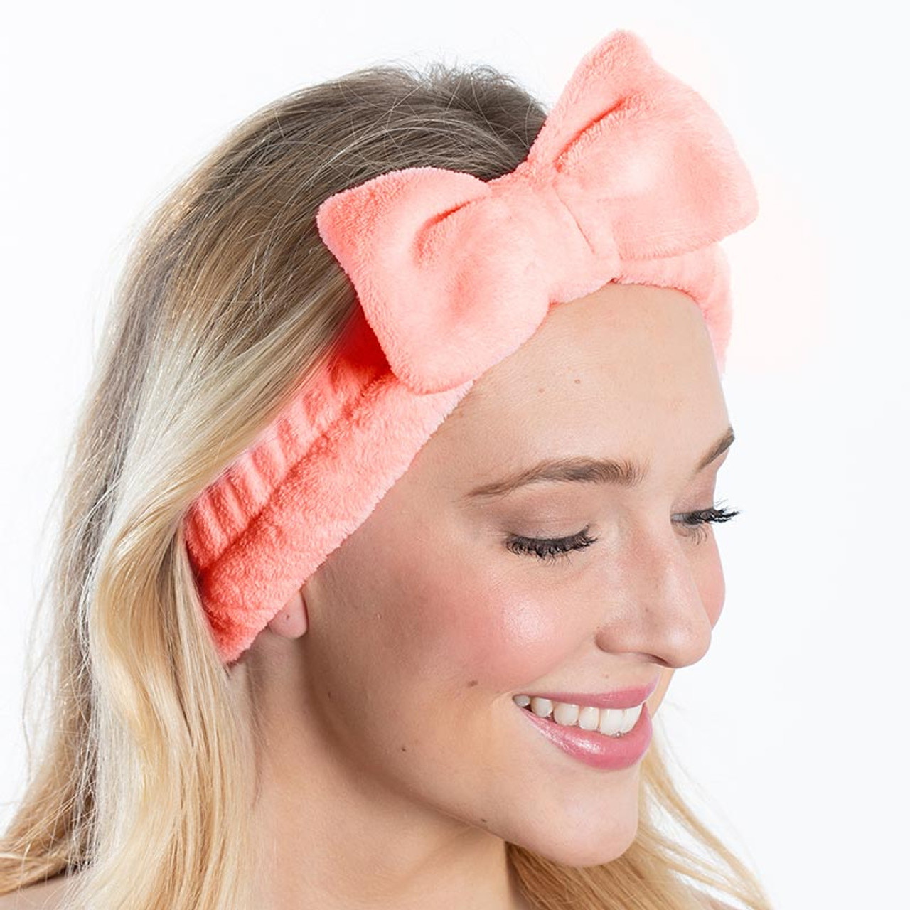 Plush Bow Spa Headband - Pink