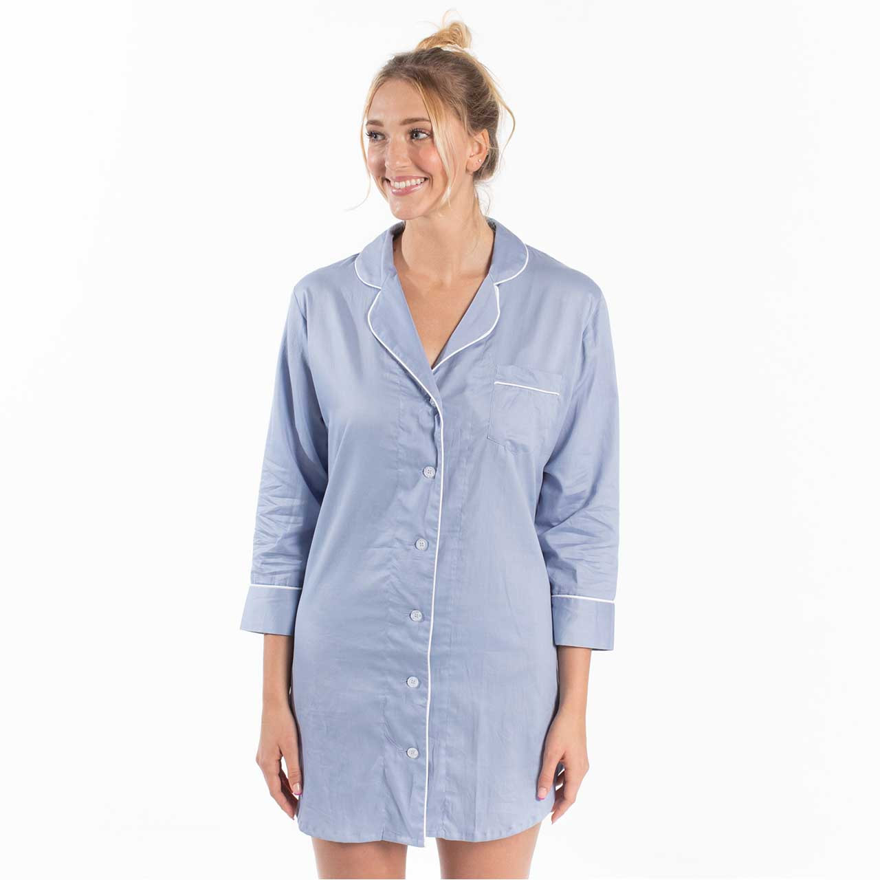 Women's Cotton Nightshirt Button Up Long Sleeves Sleep Shirt – Latuza