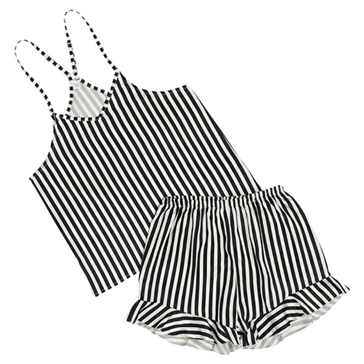 Striped Cami + Ruffled Shorts PJ sets