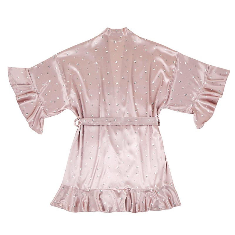Ruffled Satin Robe - Dusty Rose + Cotton Blossoms - [Consumer]Bella ...