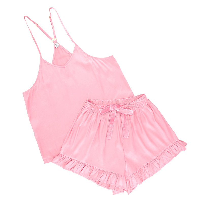 poirs mellowキャミ　ピンク Cami + Velvet Ruffled Short - Pink - [Consumer]Bella Sleep + Spa