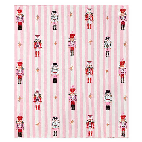 Luxe Throw - Pink Stripes + Nutcrackers 