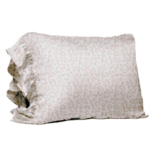 Ruffled Silky Pillowcase - Leopard