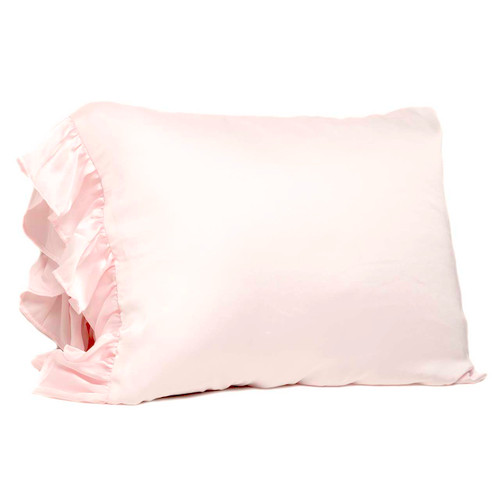 Ruffled Silky Pillowcase - Pink