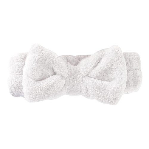 Plush Bow Spa Headband - White