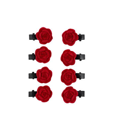 Mini Clips - Red Roses - Set of 8