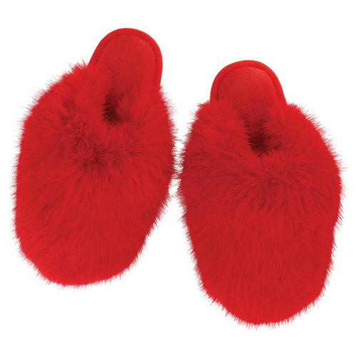 Snowball Plush Slippers - Red 