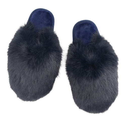 Snowball Plush Slippers - Navy