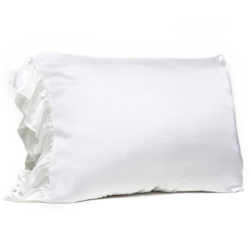 Ruffled Silky Pillowcase - White
