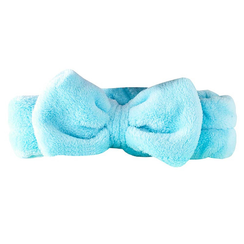 Plush Bow Spa Headband - Aqua