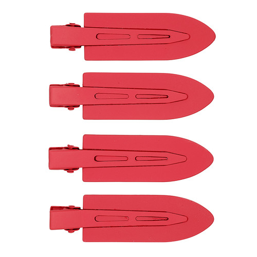 Crease Free Hair Clips - Red - Set of 4