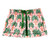 Short Sleeve Top + Square Short PJ Set with Velvet Tie - Pink + Palm Beach