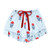 Long Sleeve Cropped Ruffled Top + Ruffled Short PJ Set with Velvet Ties- Red, White + Blue Floral