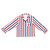 Full-Length Ruffled PJ Set with Velvet Tie - Red, White + Blue Stripe