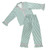 Full-Length Ruffled PJ Set - Ivory + Green Stripes with Pink Rick Rack Trim